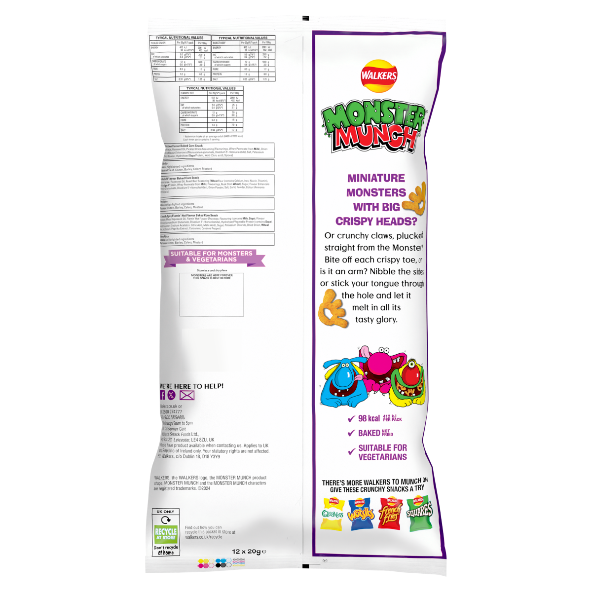 Walkers Monster Munch Flavour Baked Corn Snack 12 x 20g