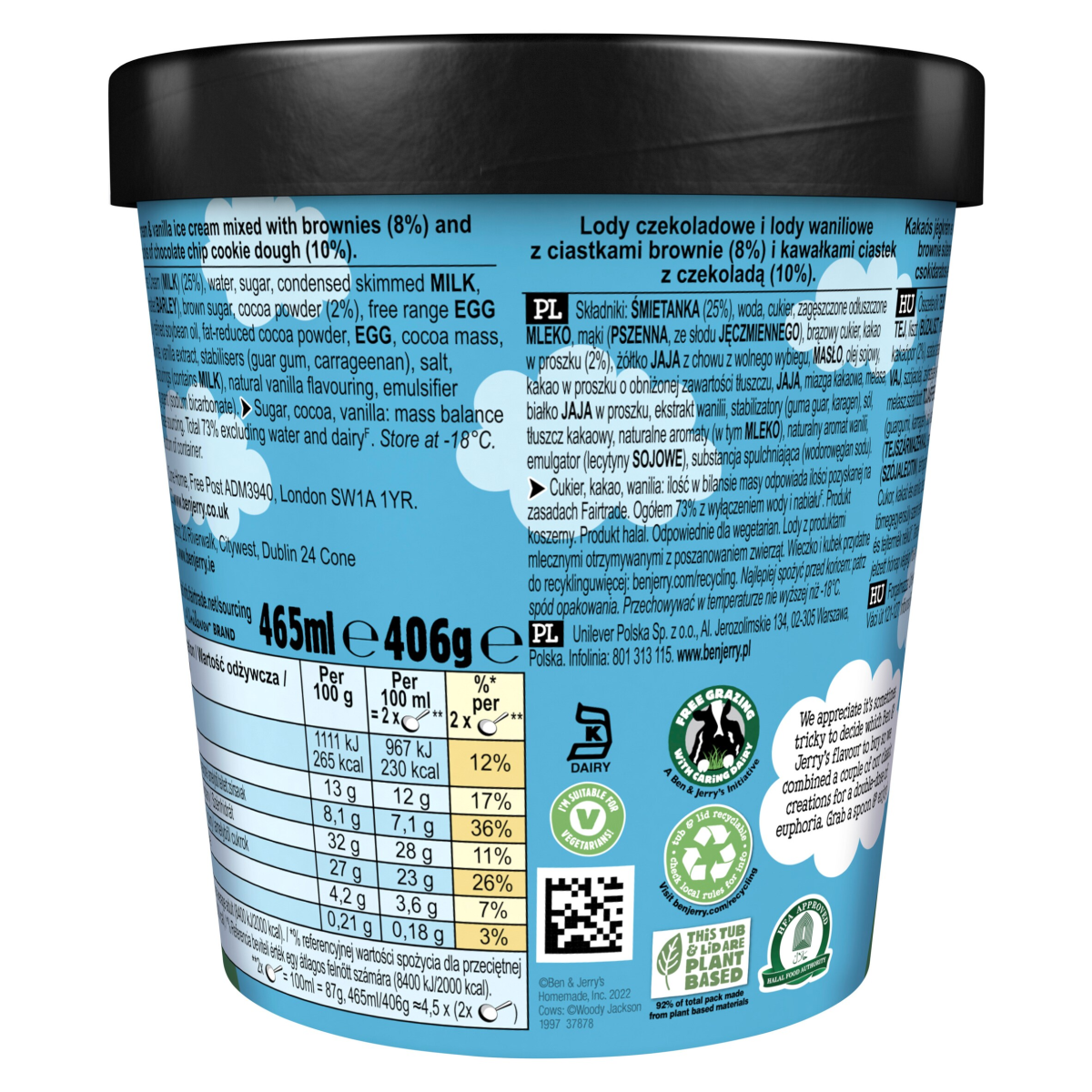 Ben & Jerry’s  Ice Cream Tub Half Baked 465 ml
