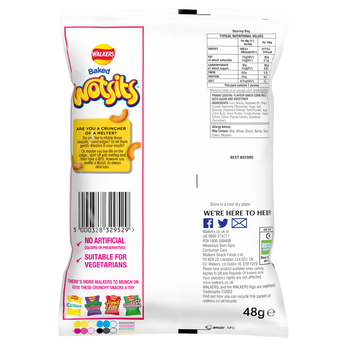 Walkers Wotsits Prawn Cocktail Snacks Crisps £1.25 RRP PMP 48g