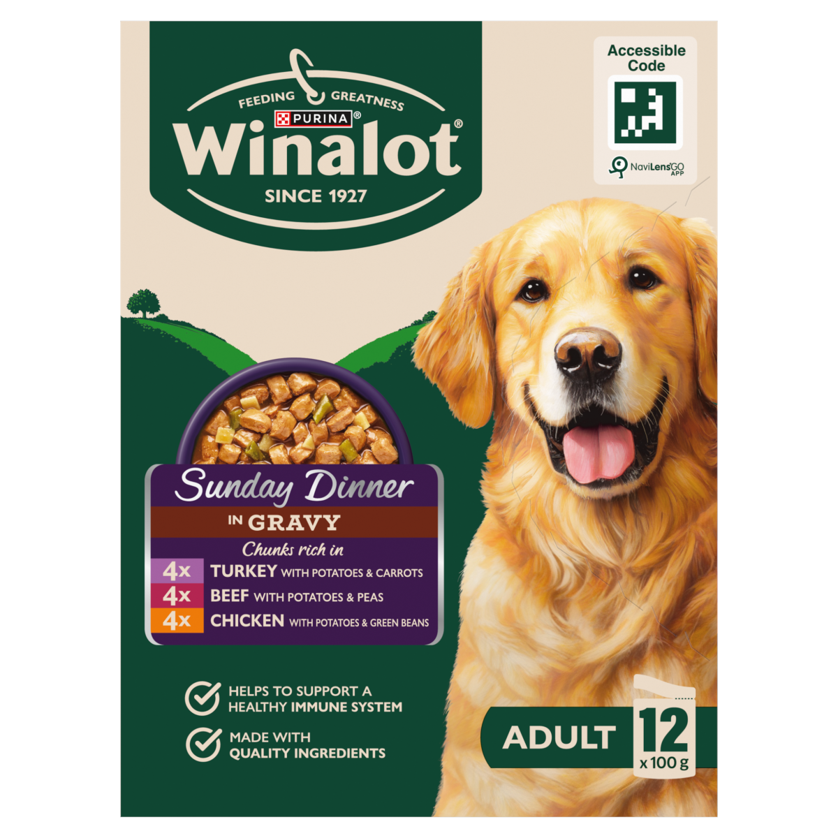 WINALOT Sunday Dinner Mixed in Gravy Wet Dog Food 12x100g