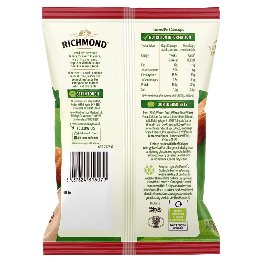 Richmond Minis Pork Sausages 63g