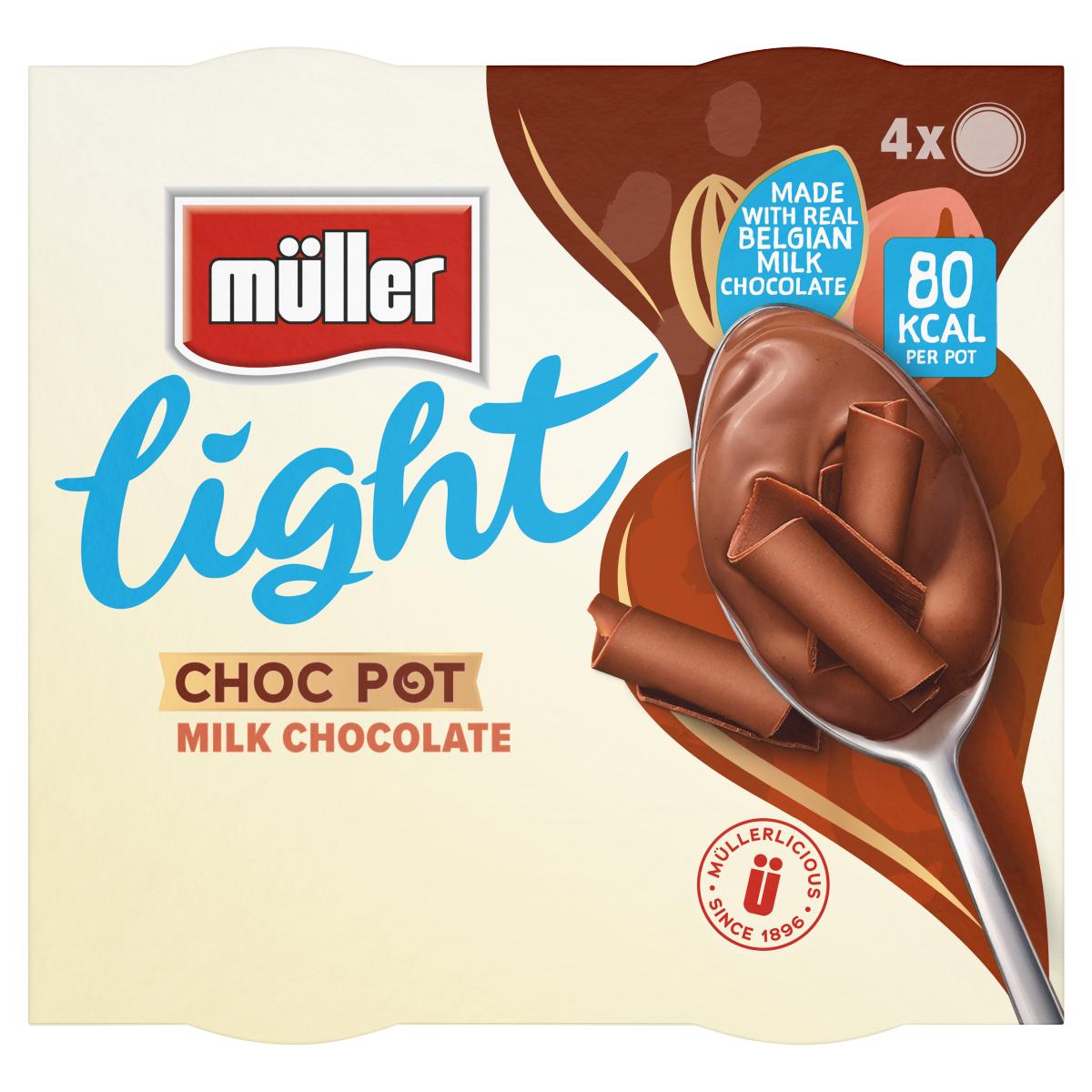 Müller Light Choc Pot Milk Chocolate 4 x 80g (320g)