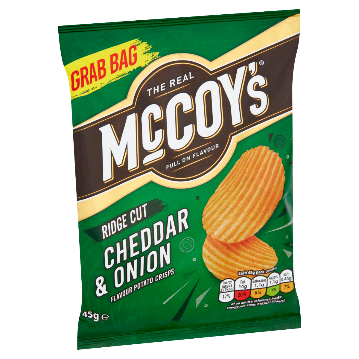 McCoy’s­ Ridge Cut Cheddar & Onion Flavour Potato Crisps 45g