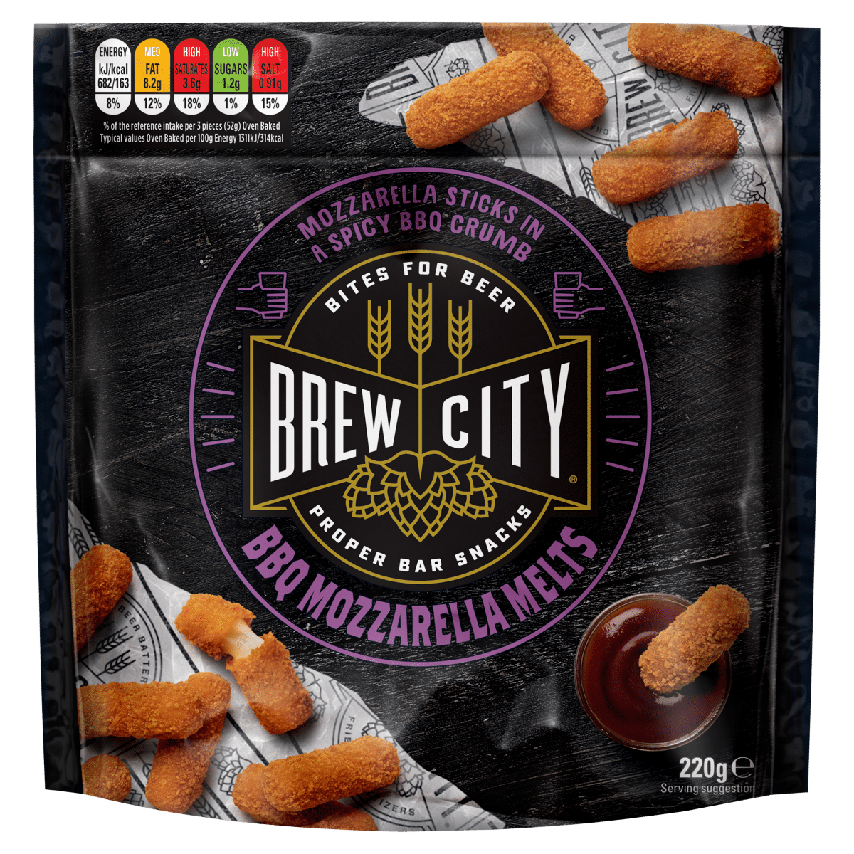 BREW CITY BBQ Mozzarella Melts 220g