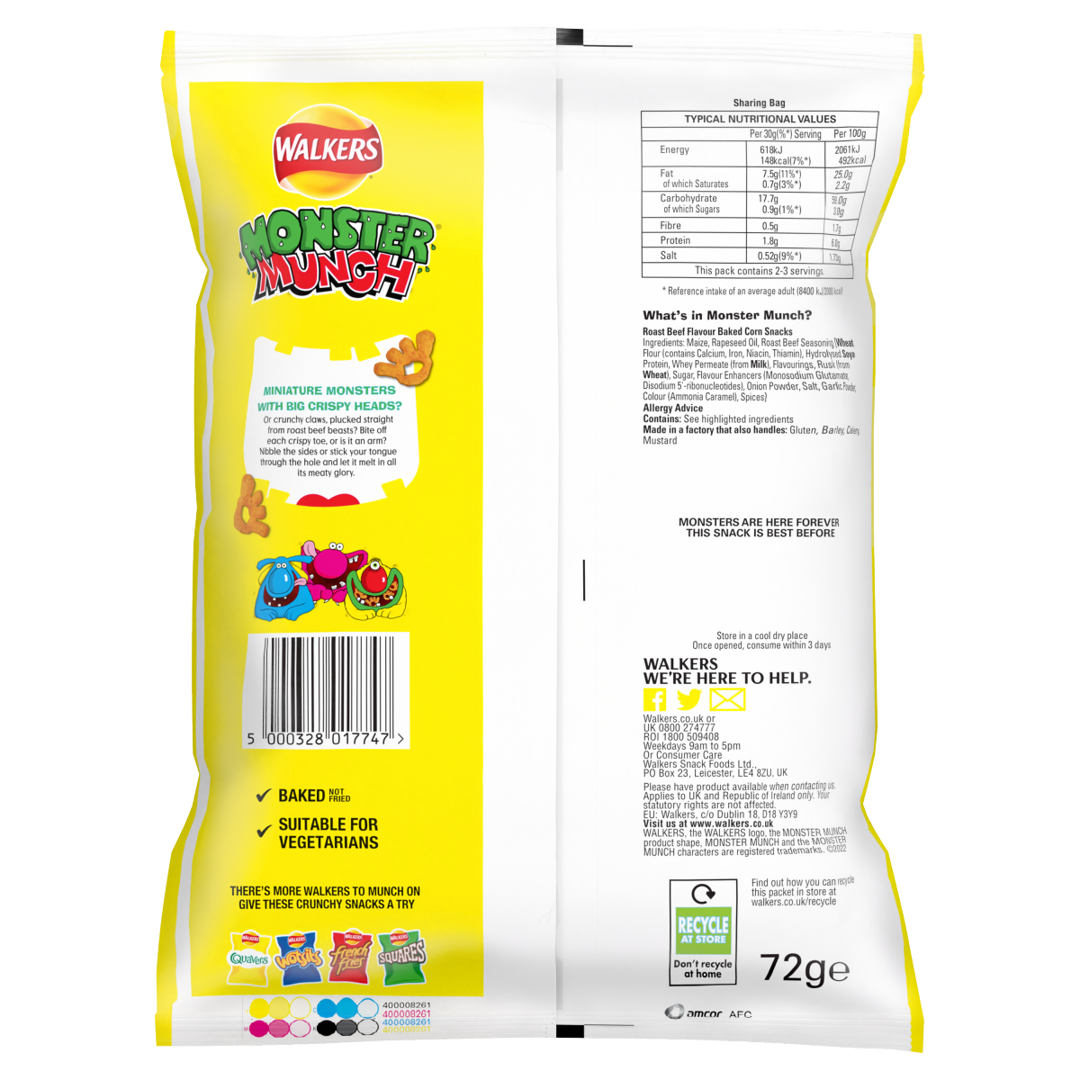 Walkers Monster Munch Roast Beef Snacks Crisps £1.25 RRP PMP 72g
