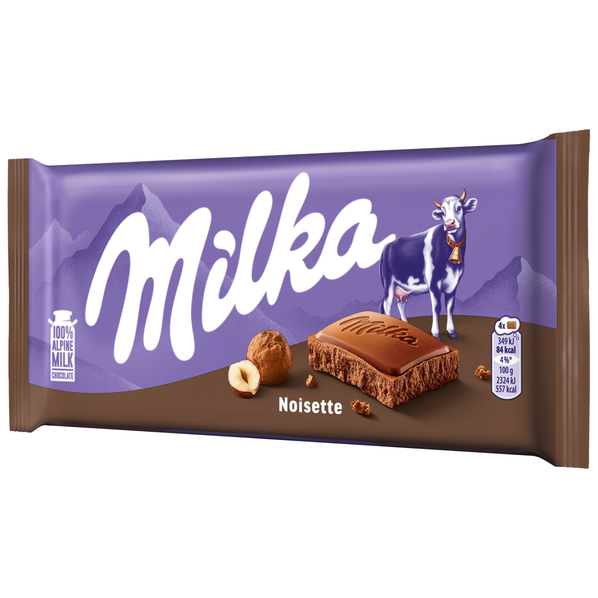 Milka Noisette Hazelnut Alpine Milk Chocolate Bar 90g