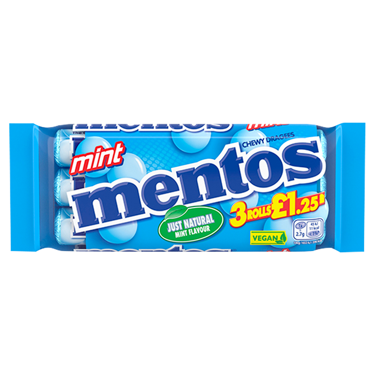 Mentos Chewy Dragees Mint Flavour 3 x 38g