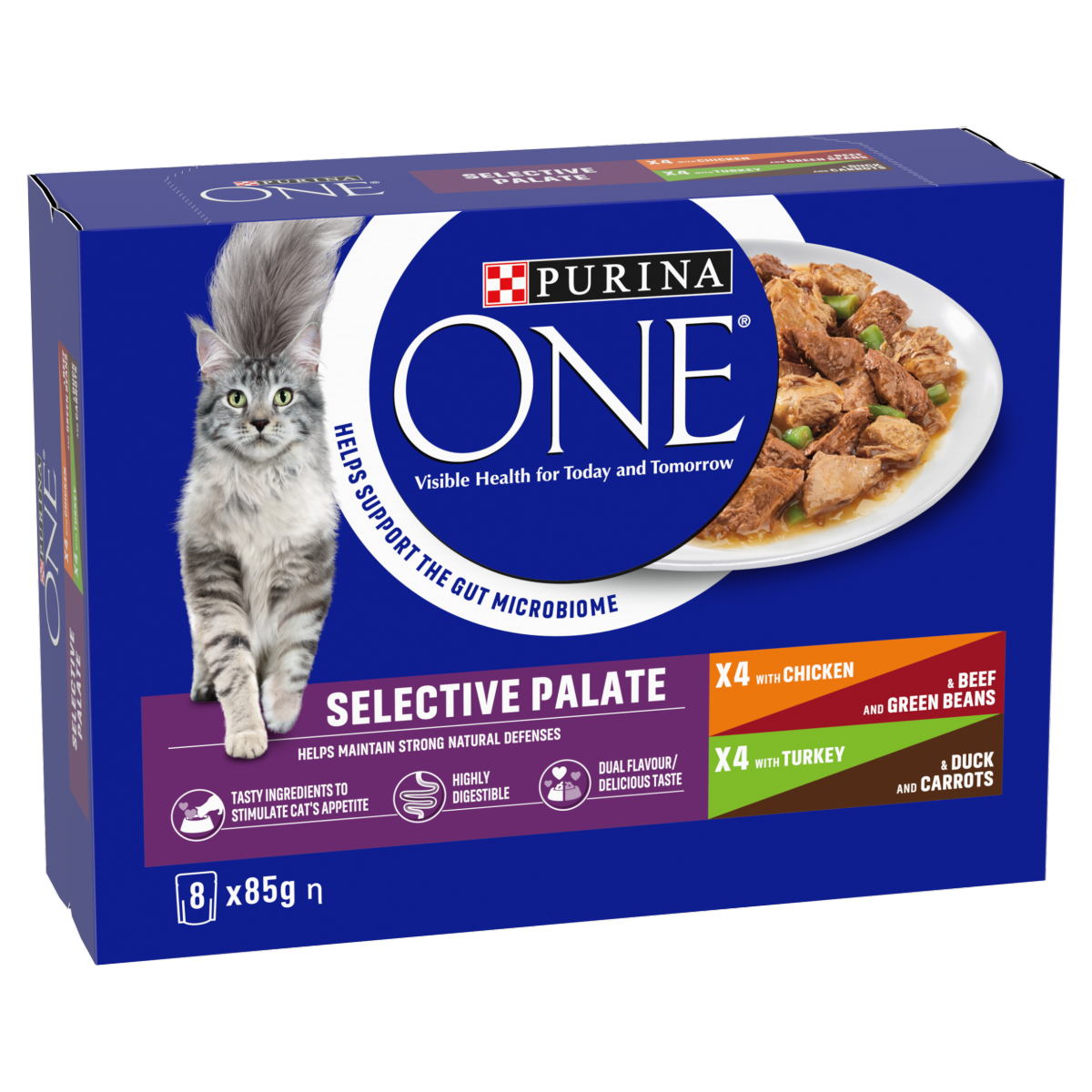 PURINA ONE Mini Fillets Selective Palate Wet Cat Food 8x85g