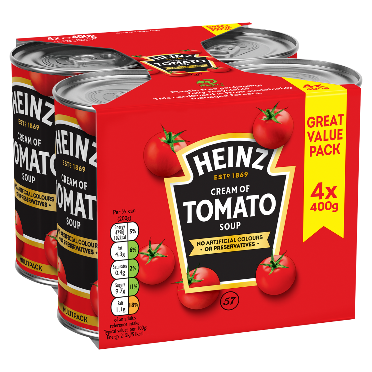 Heinz Cream of Tomato Tinned Soup  4 x 400g