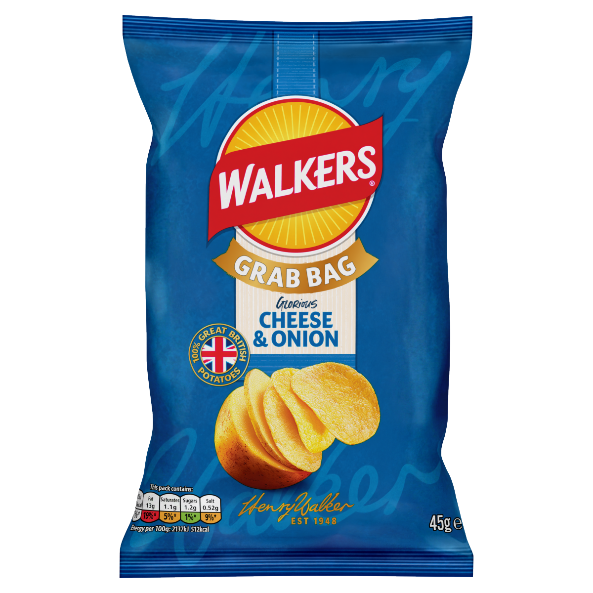 Walkers Cheese & Onion Grab Bag Crisps 45g