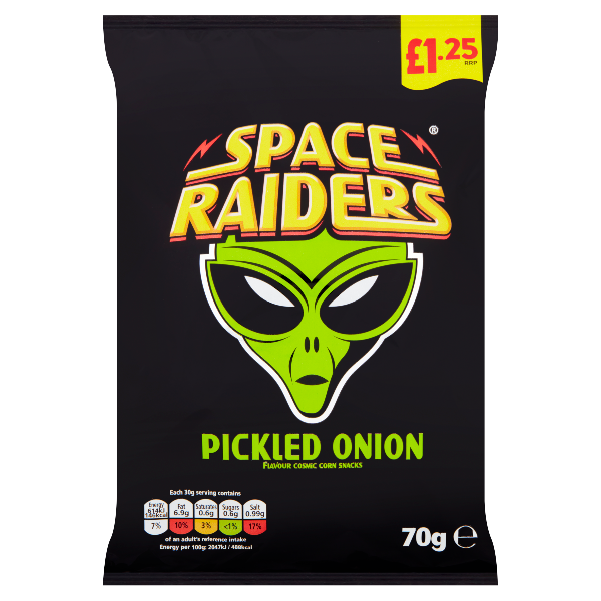 Space Raiders Pickled Onion Flavour Cosmic Corn Snacks 70g