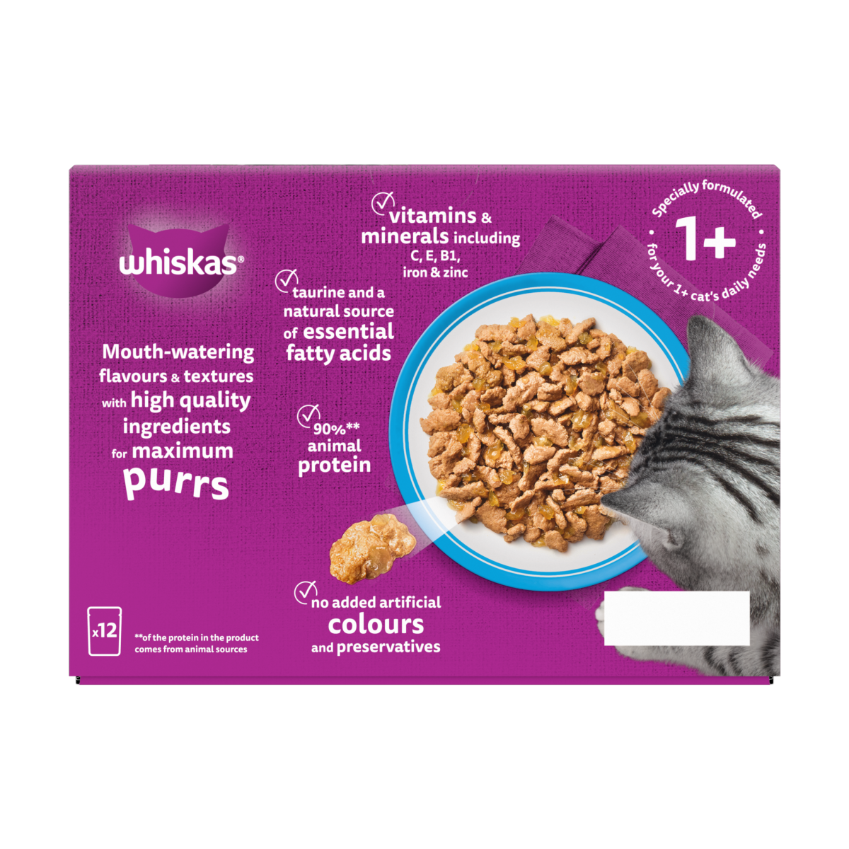 WHISKAS 1+ FISH Favourites Wet Cat Food Pouches in Jelly 12 x 85g