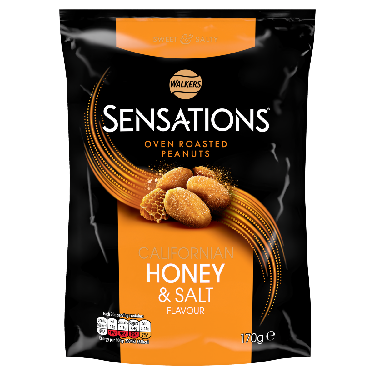 Sensations Californian Honey & Salt Roasted Peanuts Sharing Bag 170g