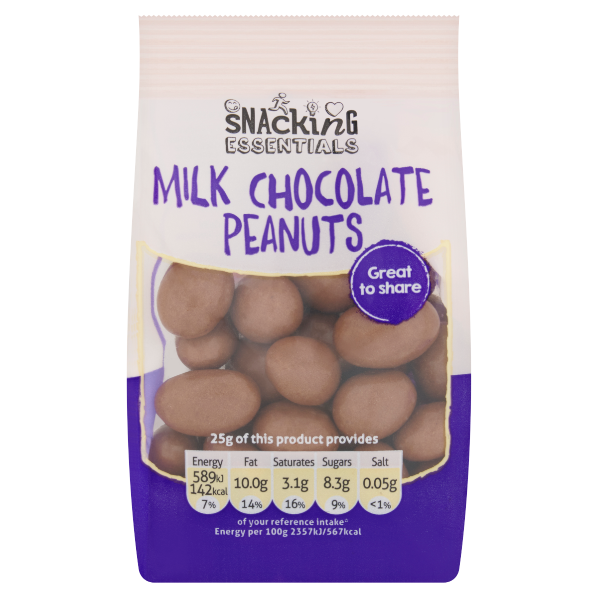 Snacking Essentials Milk Chocolate Peanuts 100g