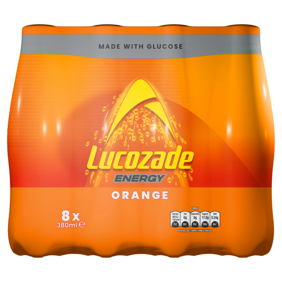 Lucozade Energy Drink Orange 8 x 380ml Multipack
