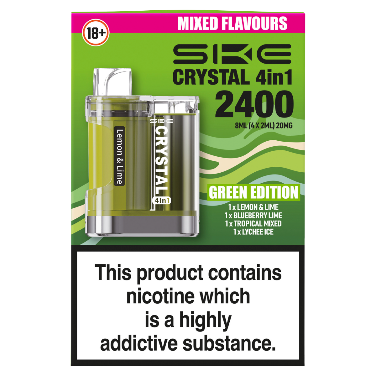 SKE Crystal 4in1 Green Edition Lemon & Lime 4 x 2ml (20mg)