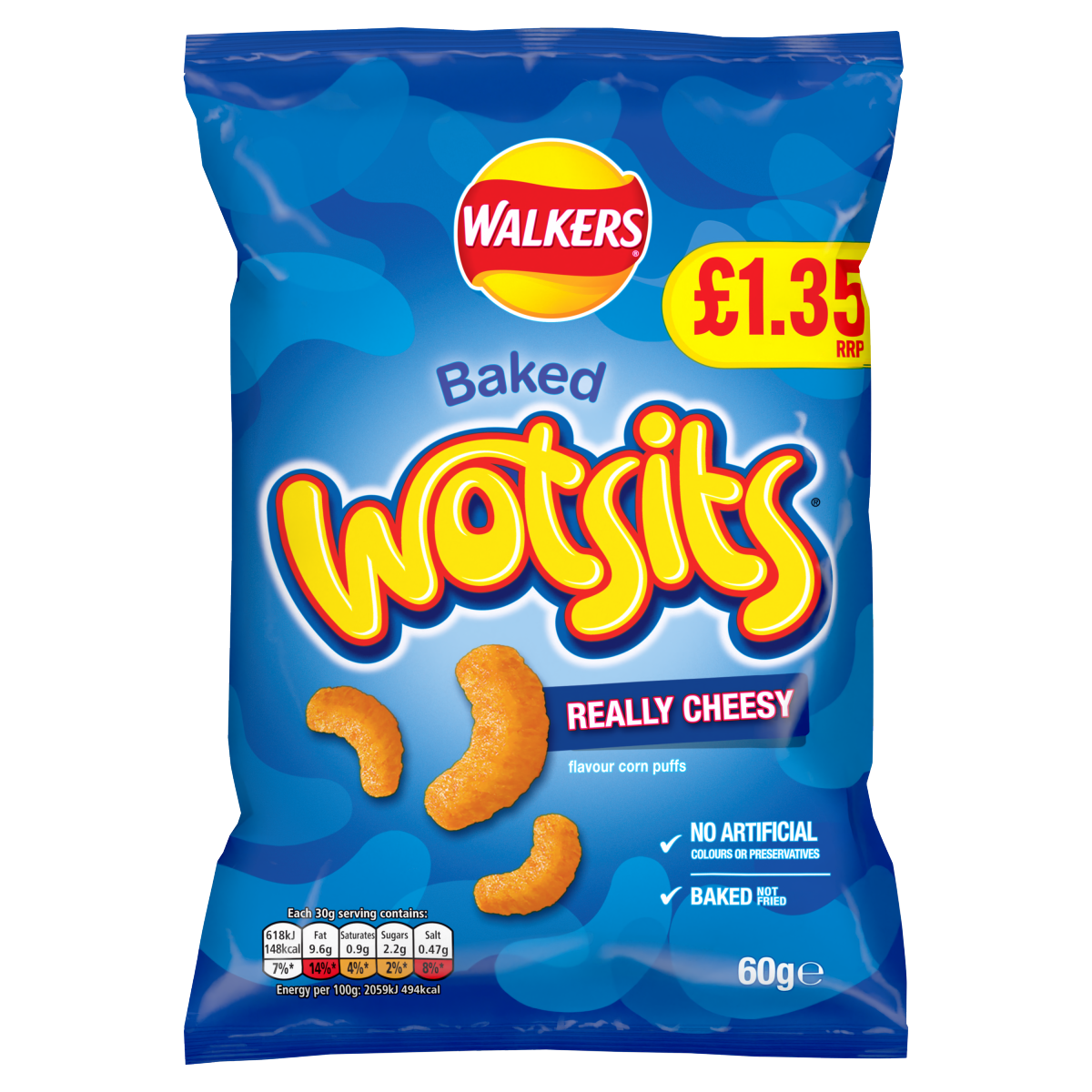 Walkers Wotsits Cheese Sharing Crisps 60g PMP £1.35 RRP