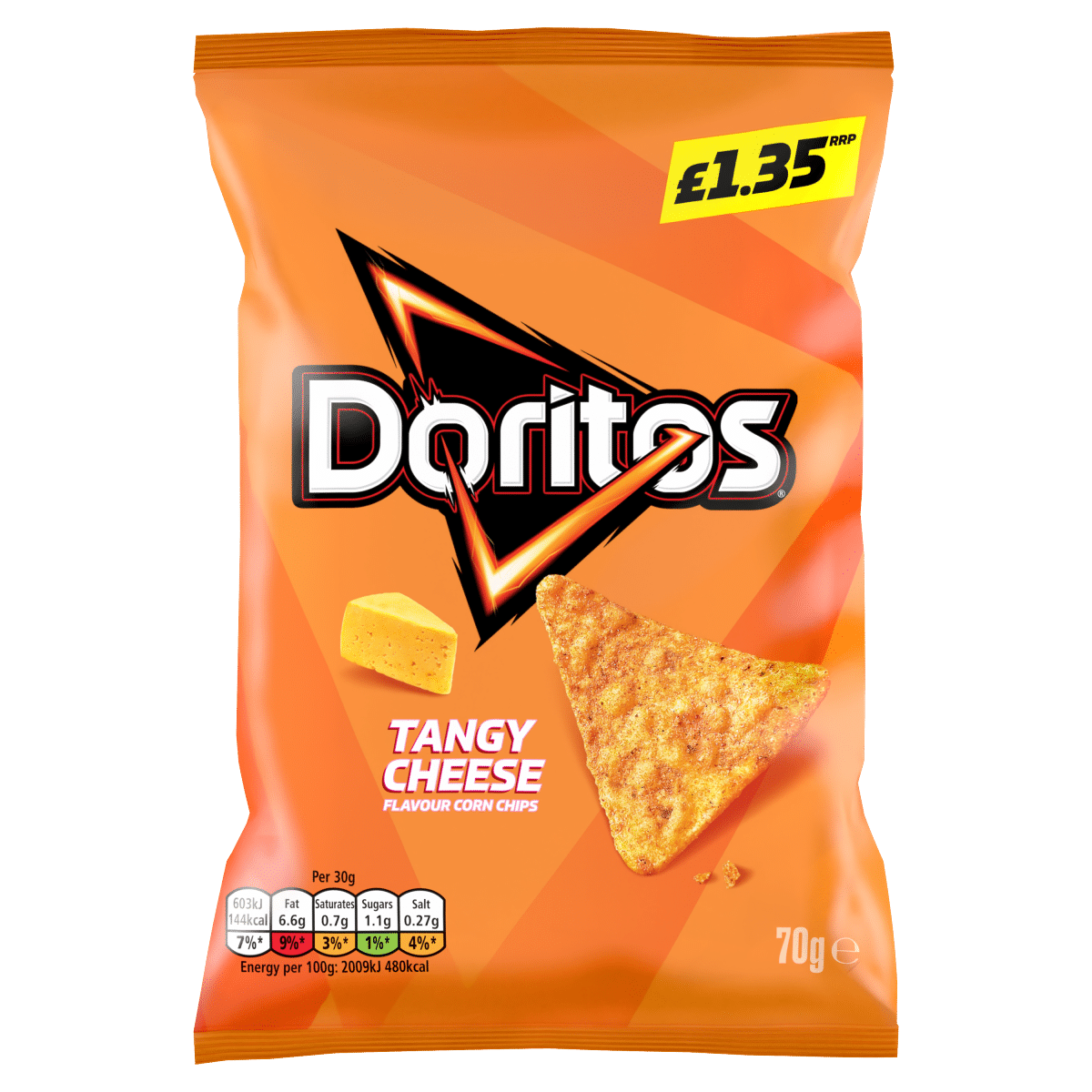 Doritos Tangy Cheese Tortilla Chips Crisps 70g PMP £1.35 RRP