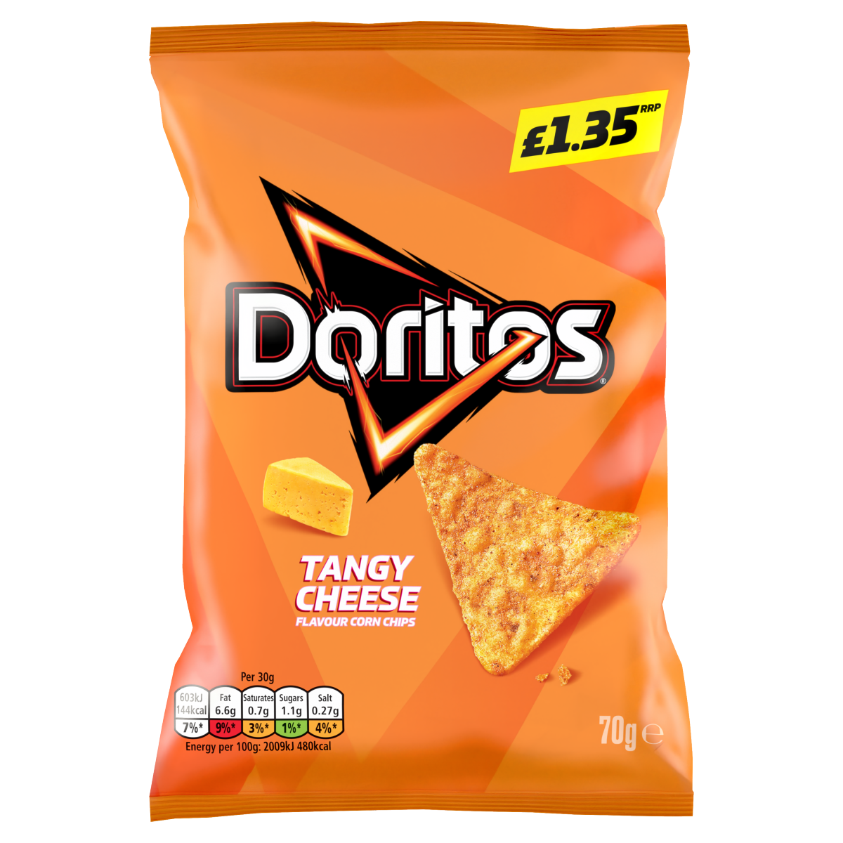 Doritos Tangy Cheese Tortilla Chips Crisps 70g PMP £1.35 RRP