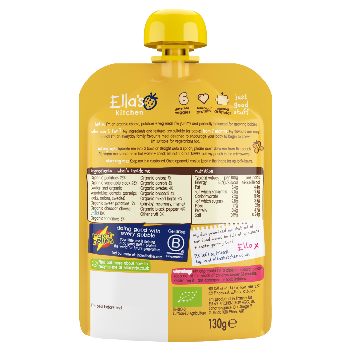 Ella’s kitchen Cheesy Pie with Veggies 7+ Months 130g