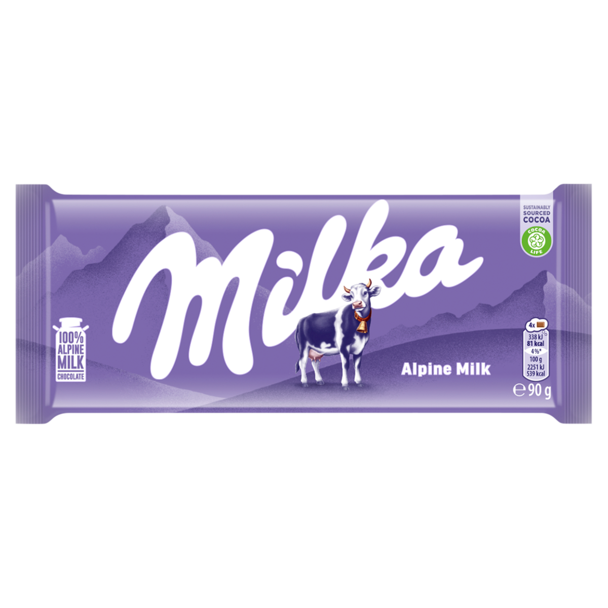 Milka Alpine Milk Chocolate Bar 90g