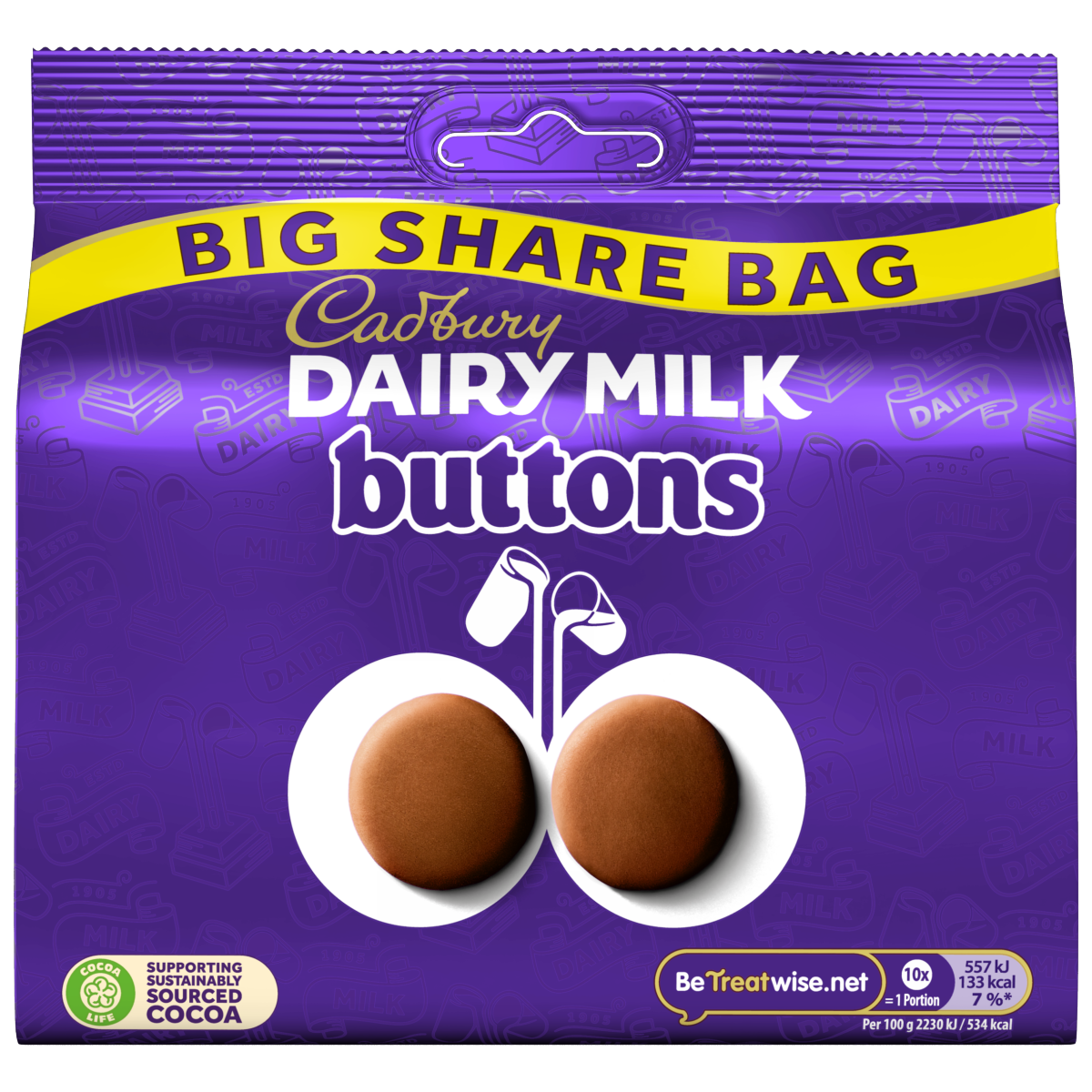 Cadbury Dairy Milk Chocolate Buttons Large Sharing Bag 184.8g