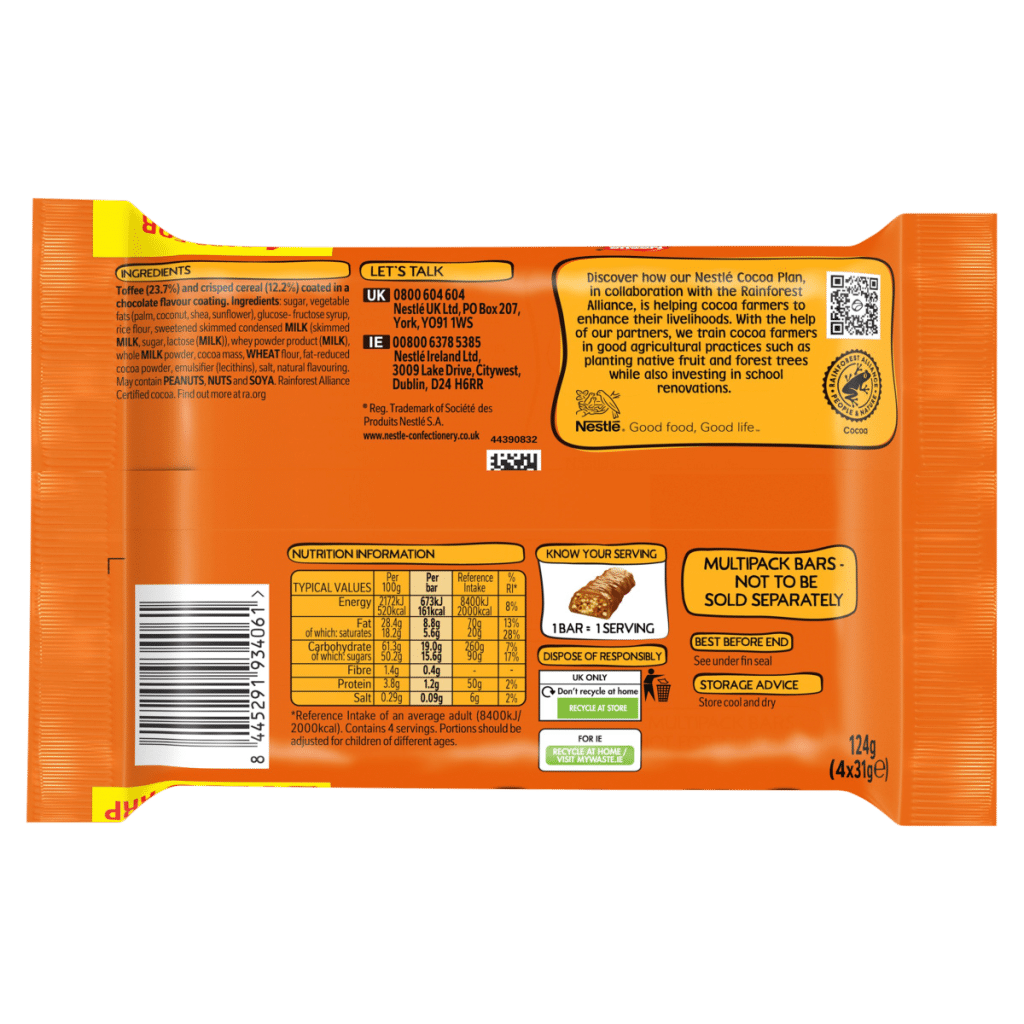 Toffee Crisp Bars 4 x 31g (124g)