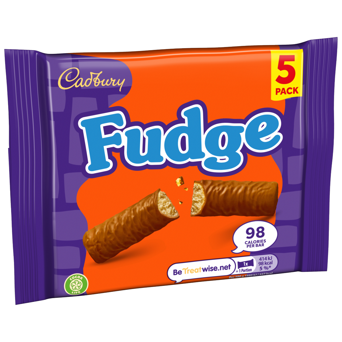 Cadbury Fudge Chocolate Bar 5 Pack Multipack 110g