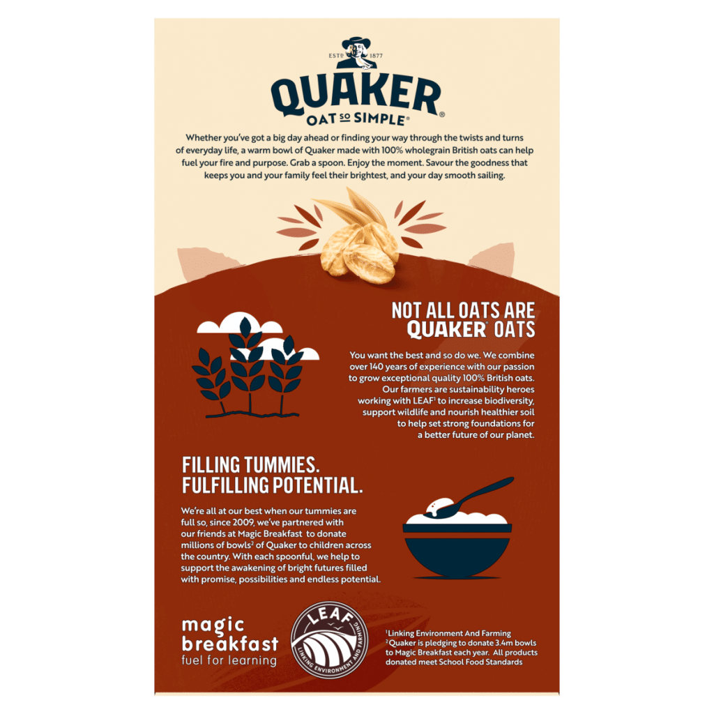 Quaker Hazelnut Chocolate Porridge Sachets Oats So Simple 10 x 36g