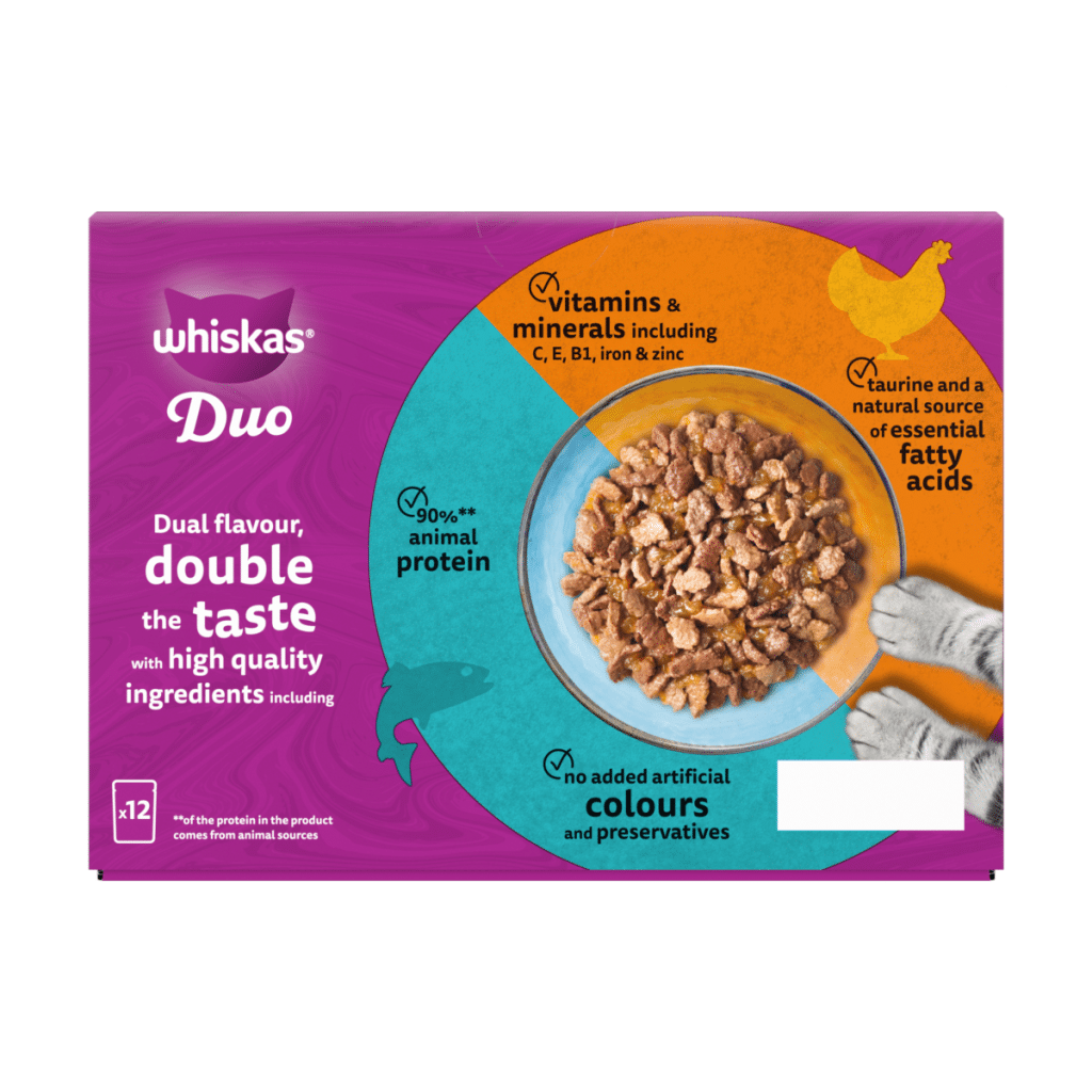 WHISKAS 1+ DUO Surf & Turf Wet Cat Food Pouches in Jelly 12 x 85g