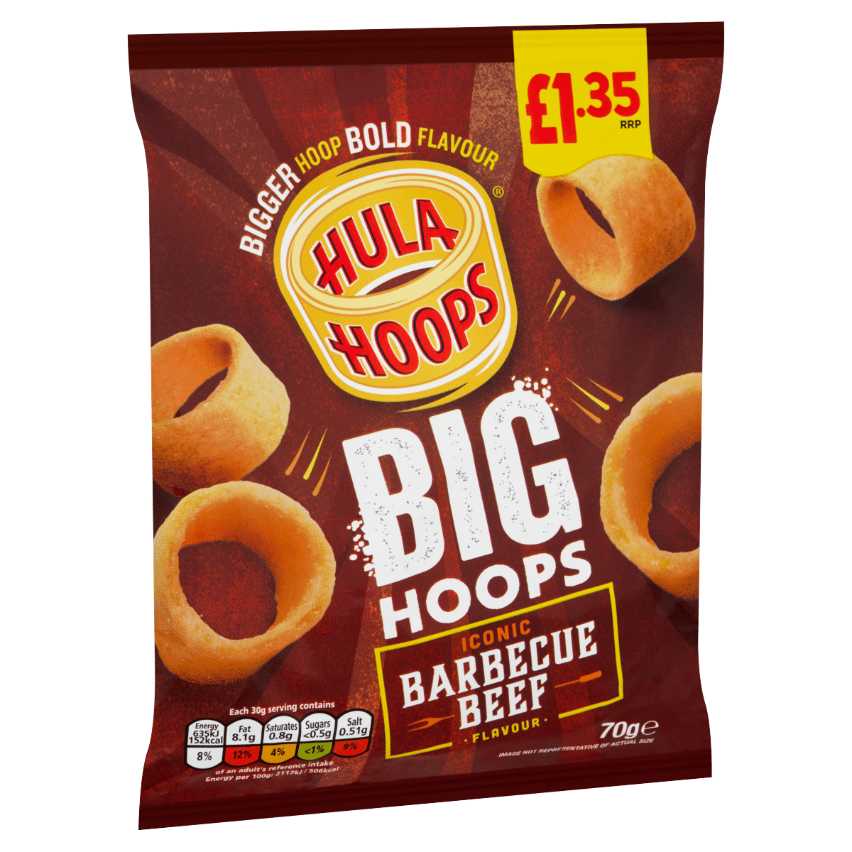 Hula Hoops Iconic Barbecue Beef Flavour Big Hoops 70g