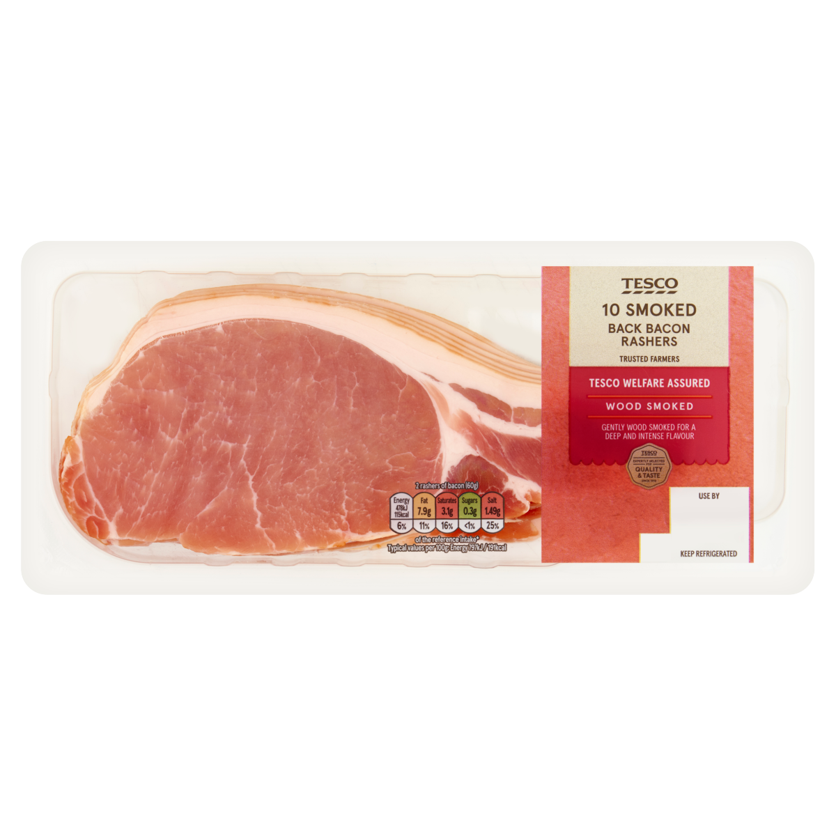 Tesco 10 Smoked Back Bacon Rashers 300g