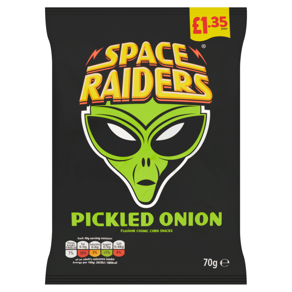 Space Raiders Pickled Onion Flavour Cosmic Corn Snacks 70g