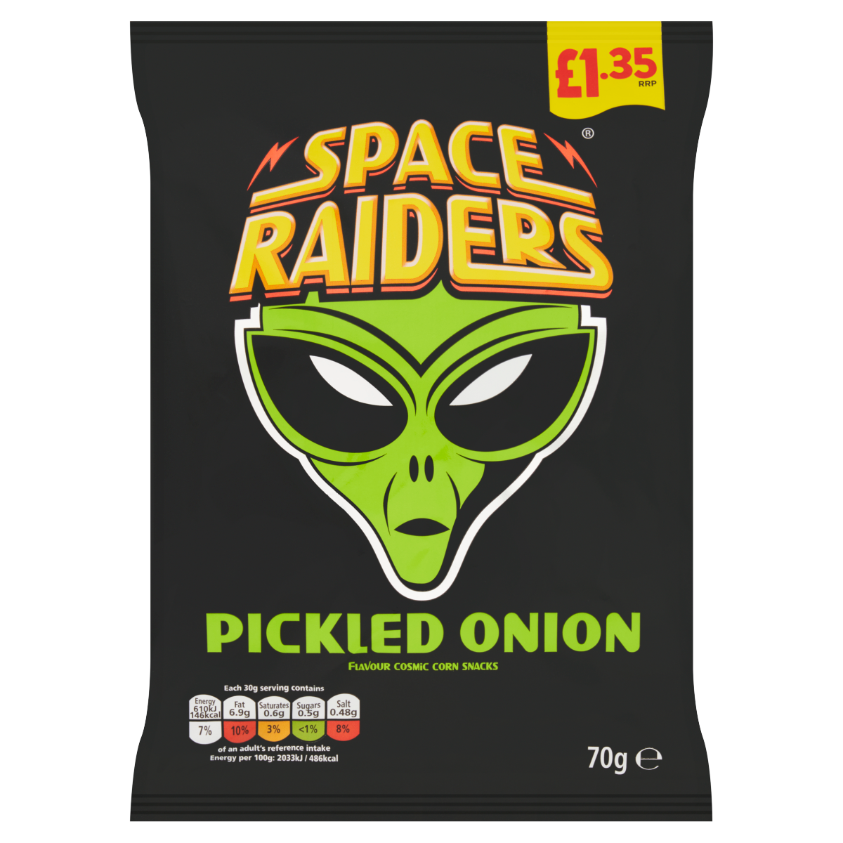 Space Raiders Pickled Onion Flavour Cosmic Corn Snacks 70g