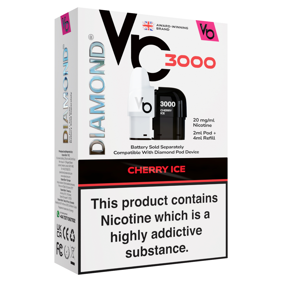 Vapes Bars Diamond 3000 Cherry Ice 20mg/ml