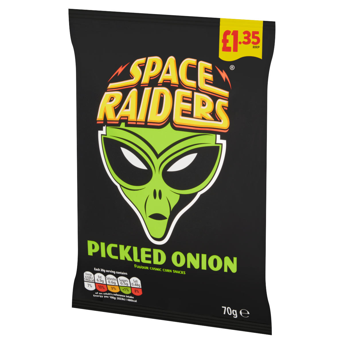 Space Raiders Pickled Onion Flavour Cosmic Corn Snacks 70g