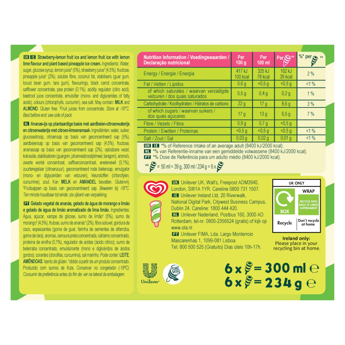 Heartbrand Twister Ice Lolly Mini Pineapple 6x 50 ml