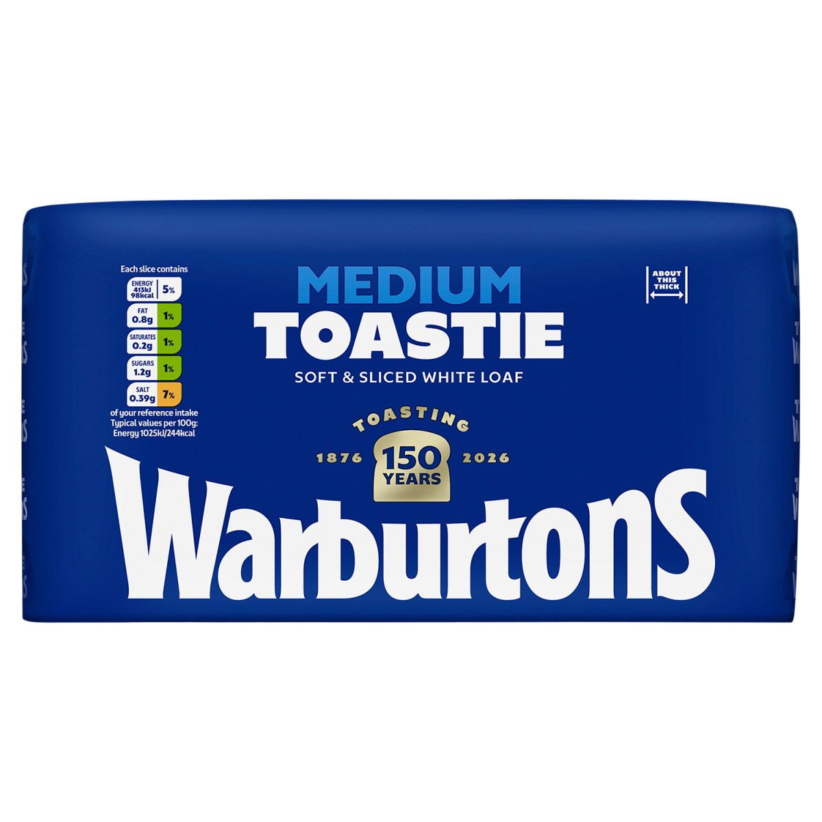 Warburtons Medium Toastie Soft & Sliced White Loaf 800g