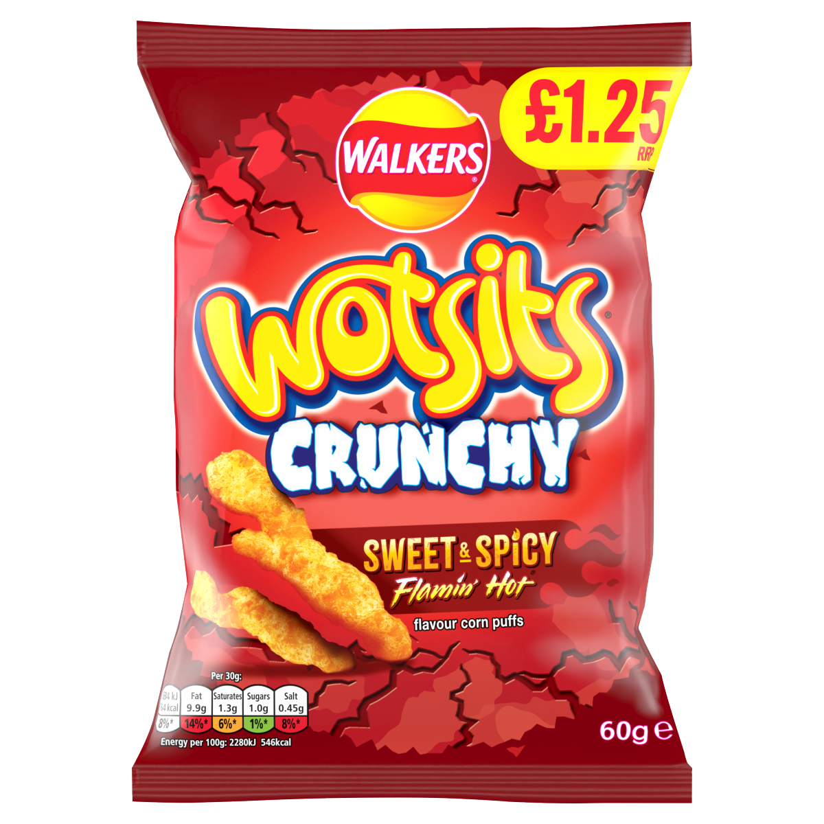 Walkers Wotsits Crunchy Sweet & Spicy Snacks Crisps £1.25 RRP PMP 60g