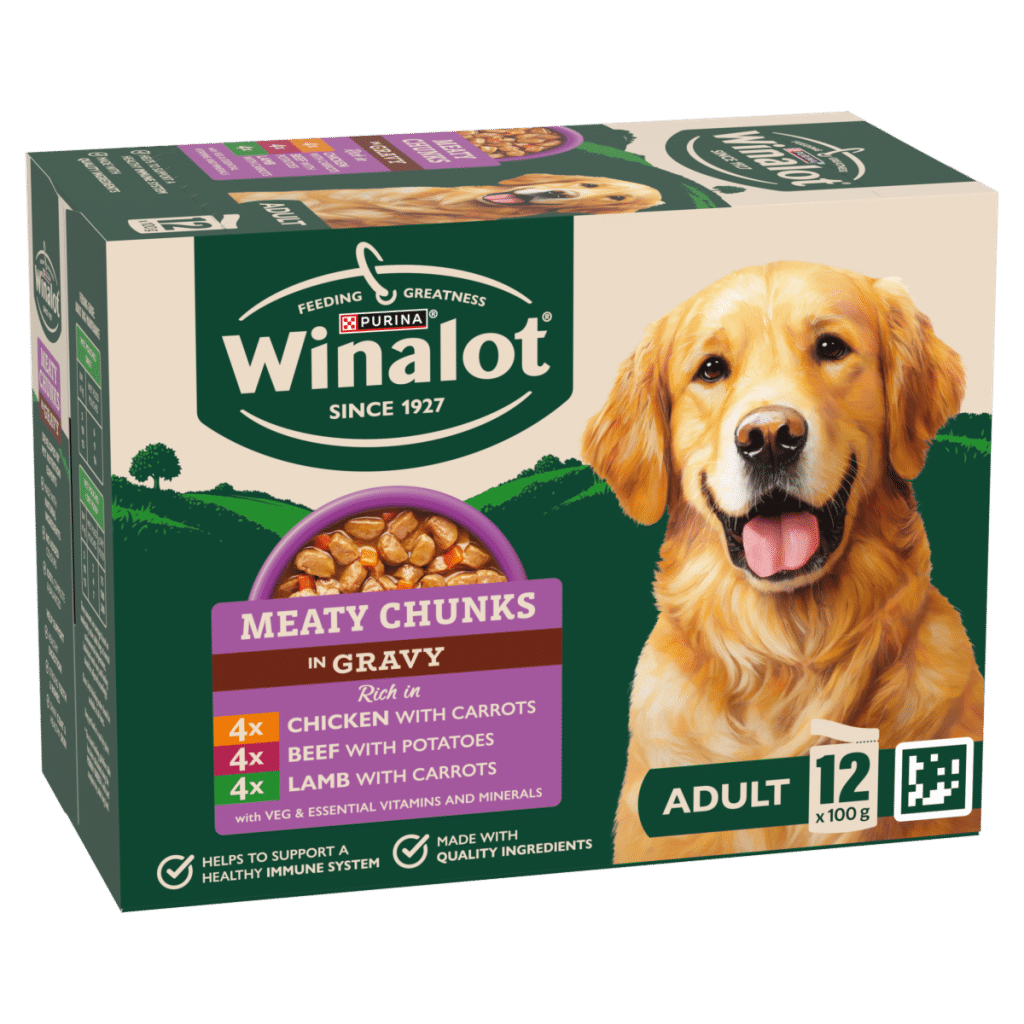 WINALOT Meaty Chunks Mixed in Gravy Wet Dog Food 12x100g