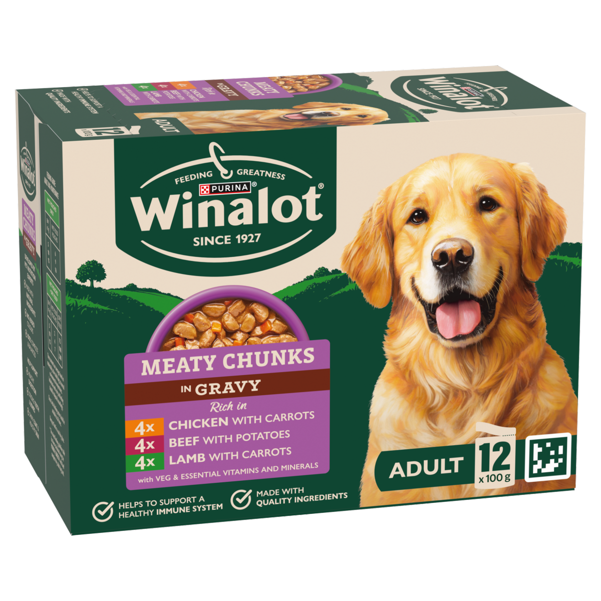 WINALOT Meaty Chunks Mixed in Gravy Wet Dog Food 12x100g
