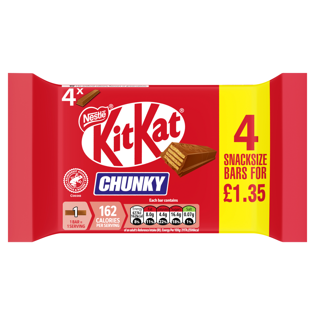 KitKat Chunky Snacksize Bars 4 x 32g (128g)