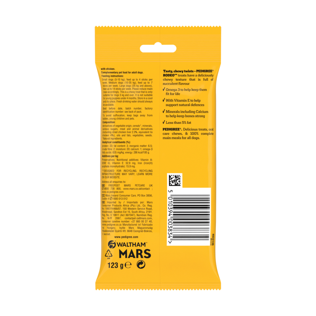 PEDIGREE RODEO Chicken Dog Treats 7 Sticks