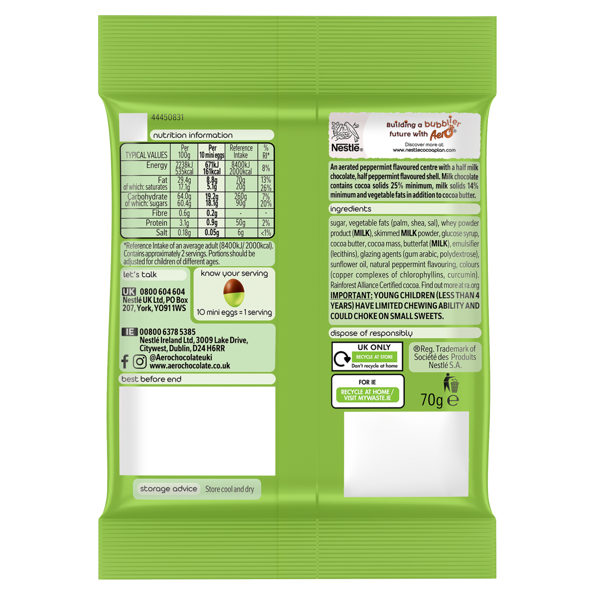 Aero Peppermint Mini Eggs 70g