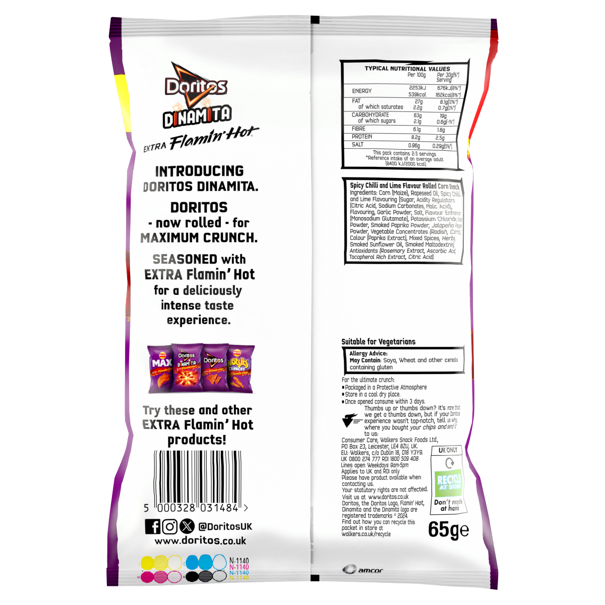 Doritos Dinamita Extra Flamin’ Hot Crisps PMP 65g RRP £1.25