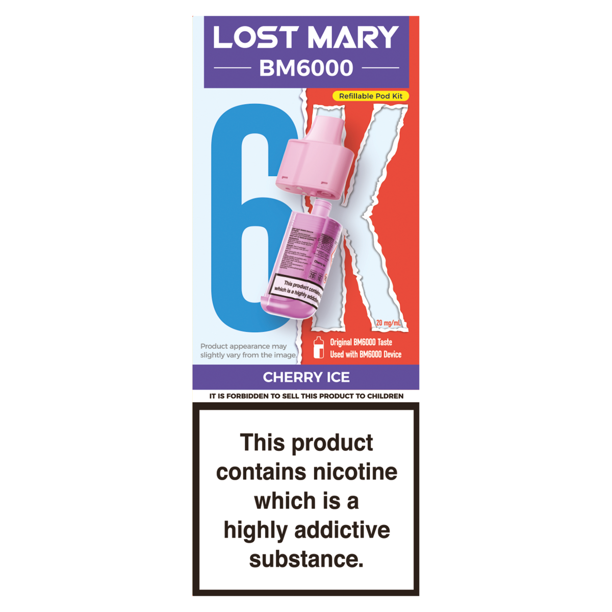 Lost Mary BM6000 Cherry Ice Refillable Pod Kit 20mg/ml