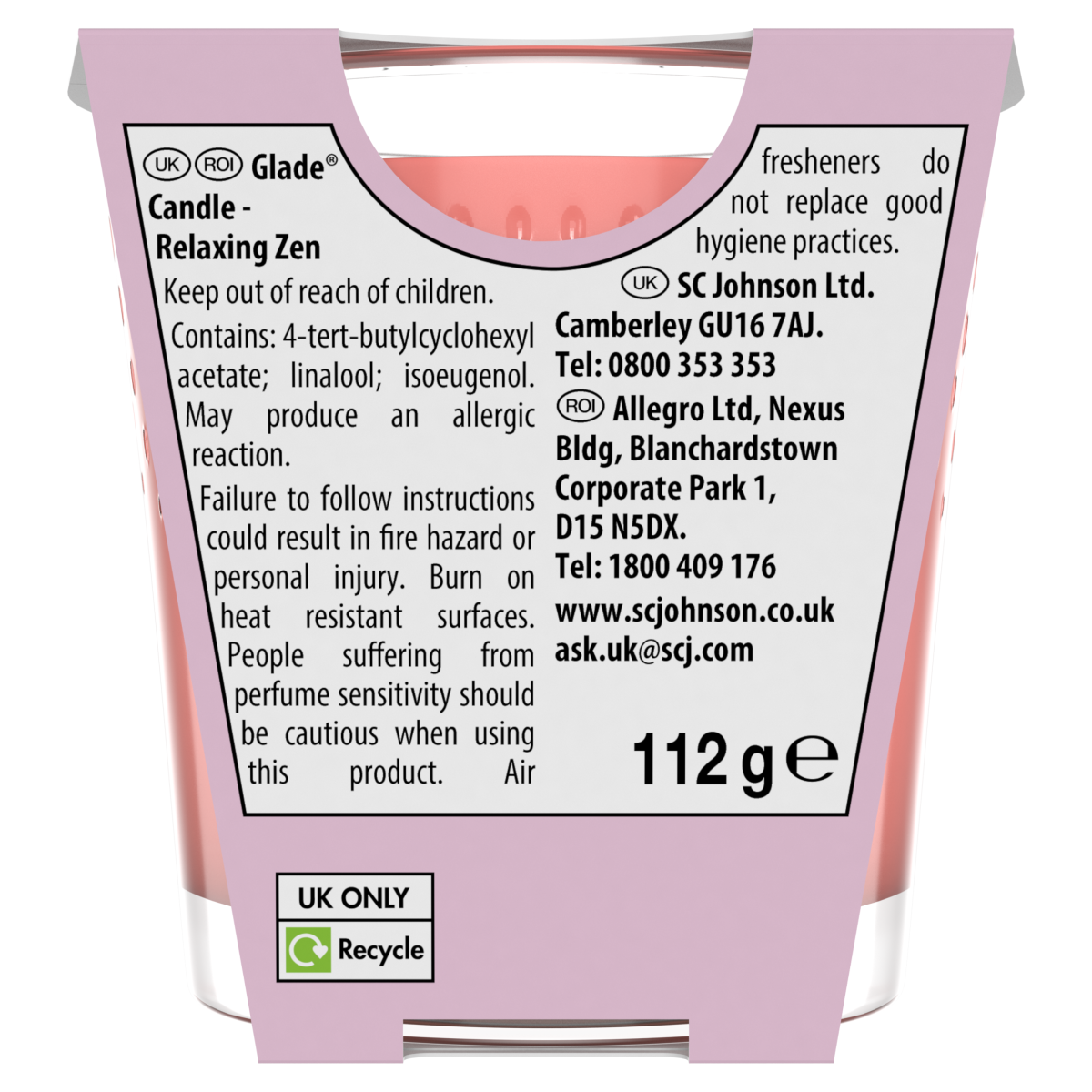 Glade Scented Candle Relaxing Zen 112g