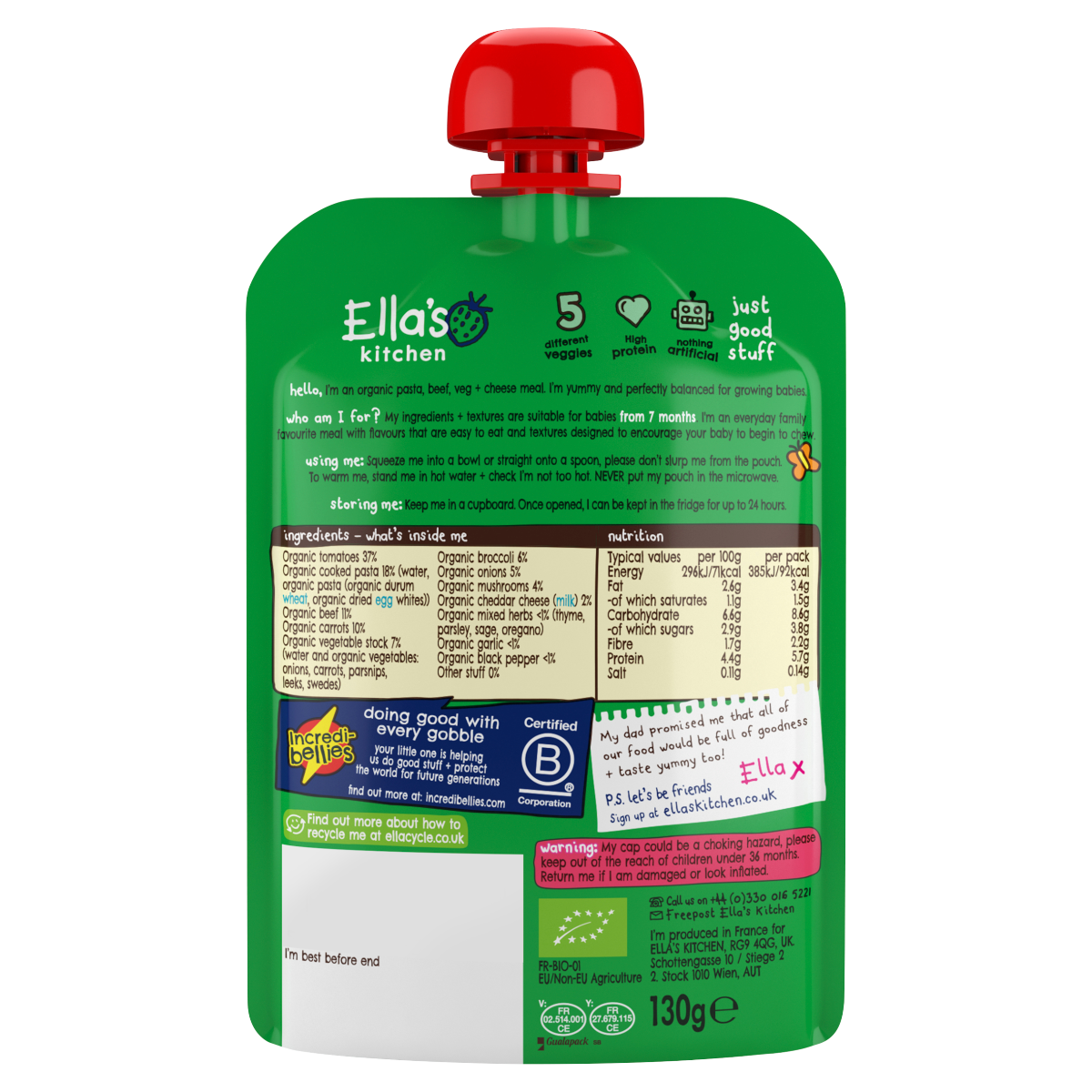 Ella’s Kitchen Organic Spag Bol Baby Pouch 7+ Months 130g