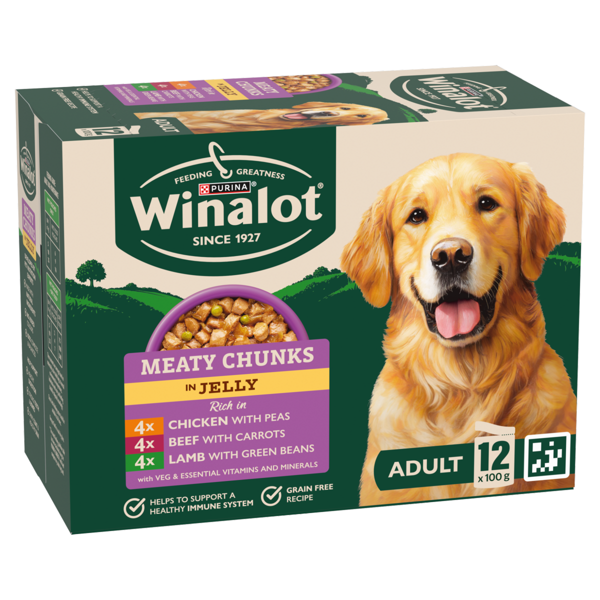 WINALOT Meaty Chunks Mixed in Jelly Wet Dog Food 12x100g