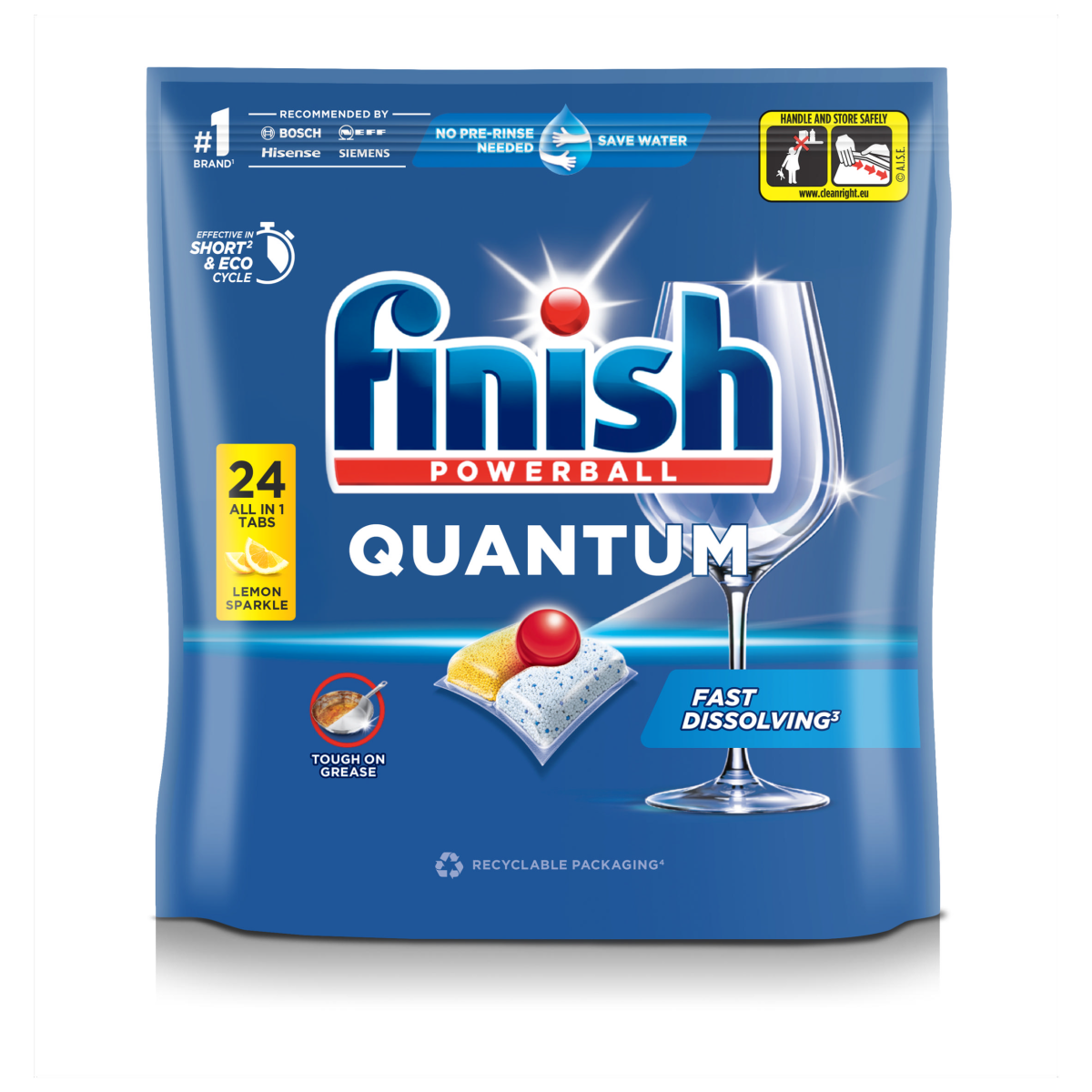 Finish Quantum All In One Lemon Dishwasher Tablets – 24 Tabs